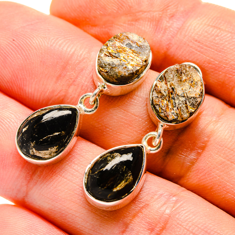 Golden Seraphinite Earrings handcrafted by Anasilvercos - EARR413729