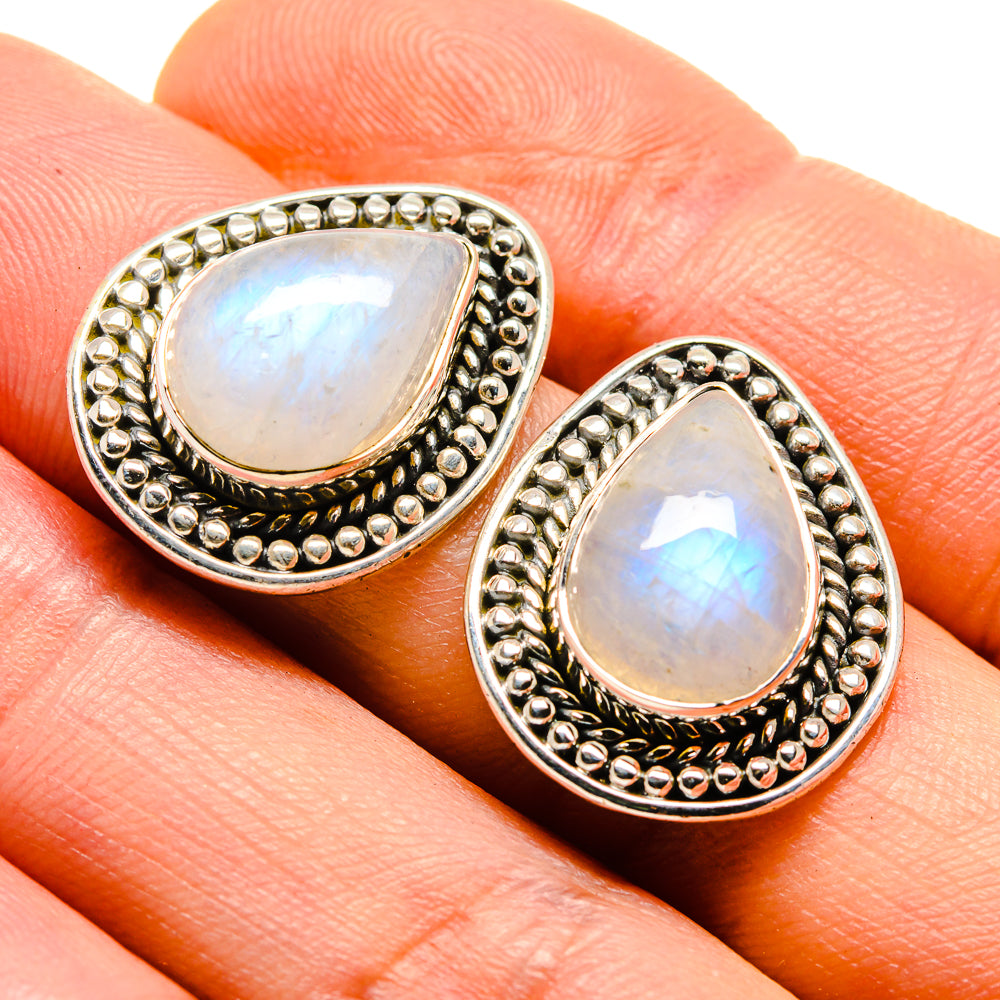 Rainbow Moonstone Earrings handcrafted by Anasilvercos - EARR413730