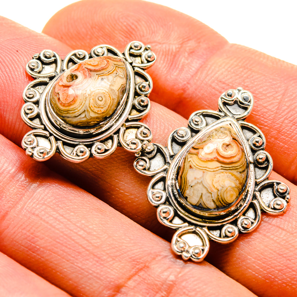 Laguna Lace Agate Earrings handcrafted by Anasilvercos - EARR413737