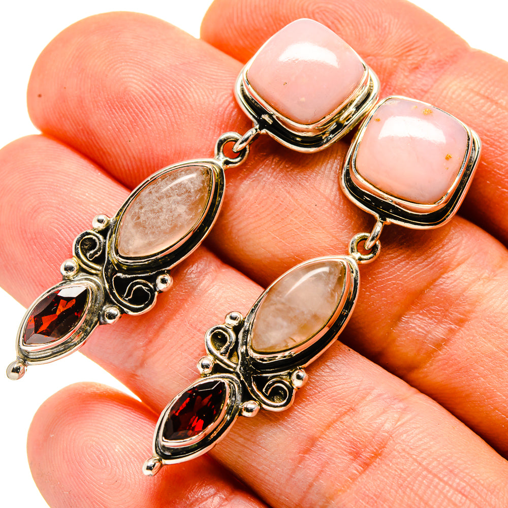 Pink Opal Earrings handcrafted by Anasilvercos - EARR413742