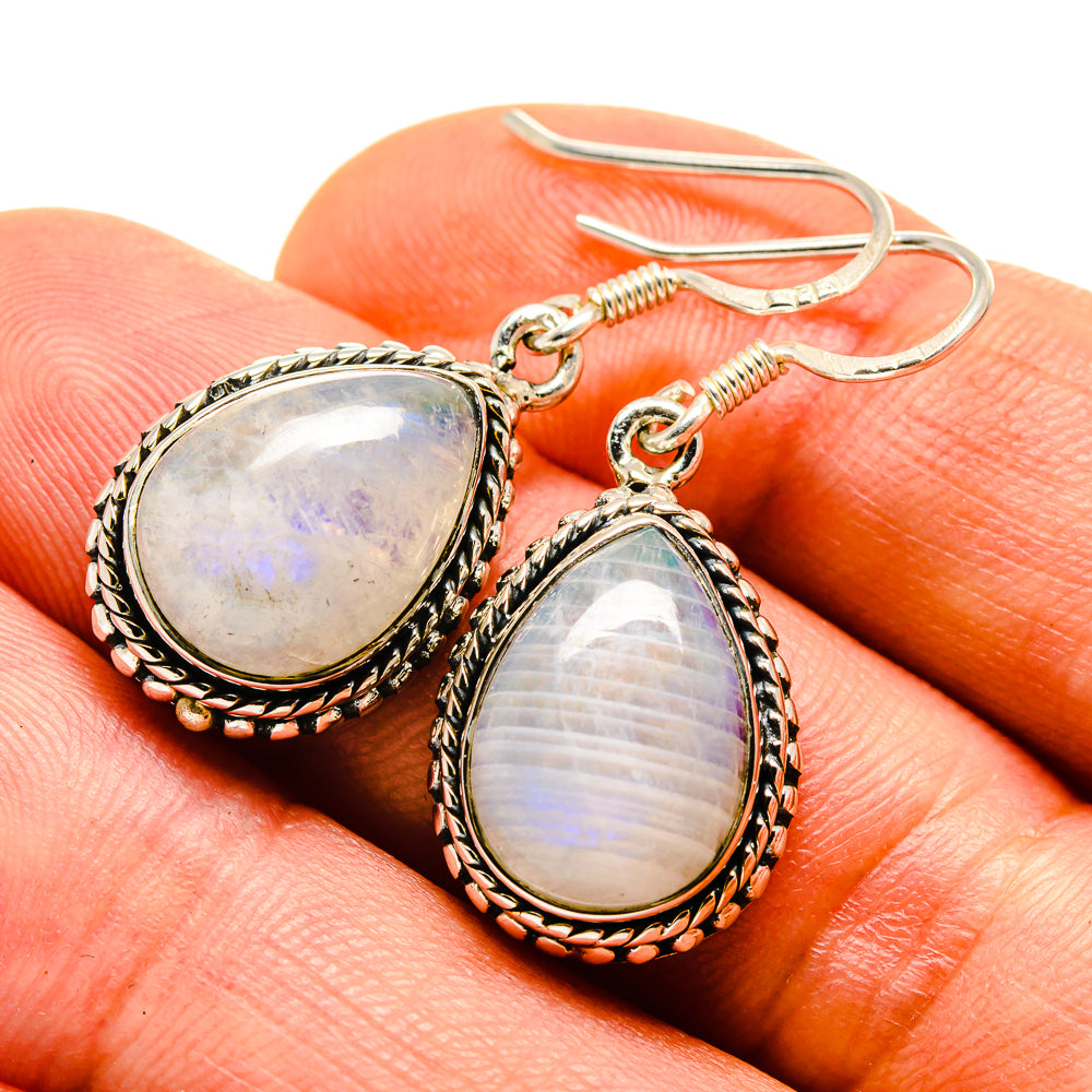 Rainbow Moonstone Earrings handcrafted by Anasilvercos - EARR413753