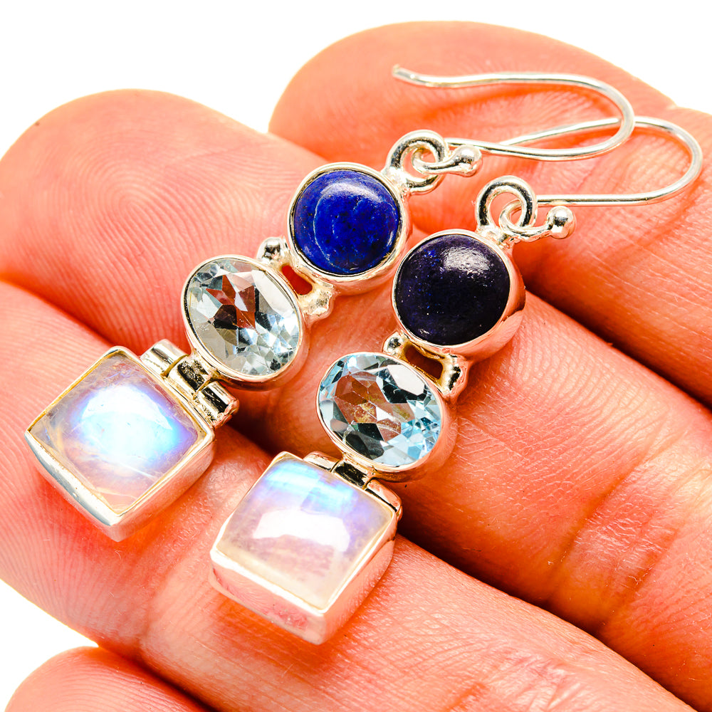 Rainbow Moonstone Earrings handcrafted by Anasilvercos - EARR413762