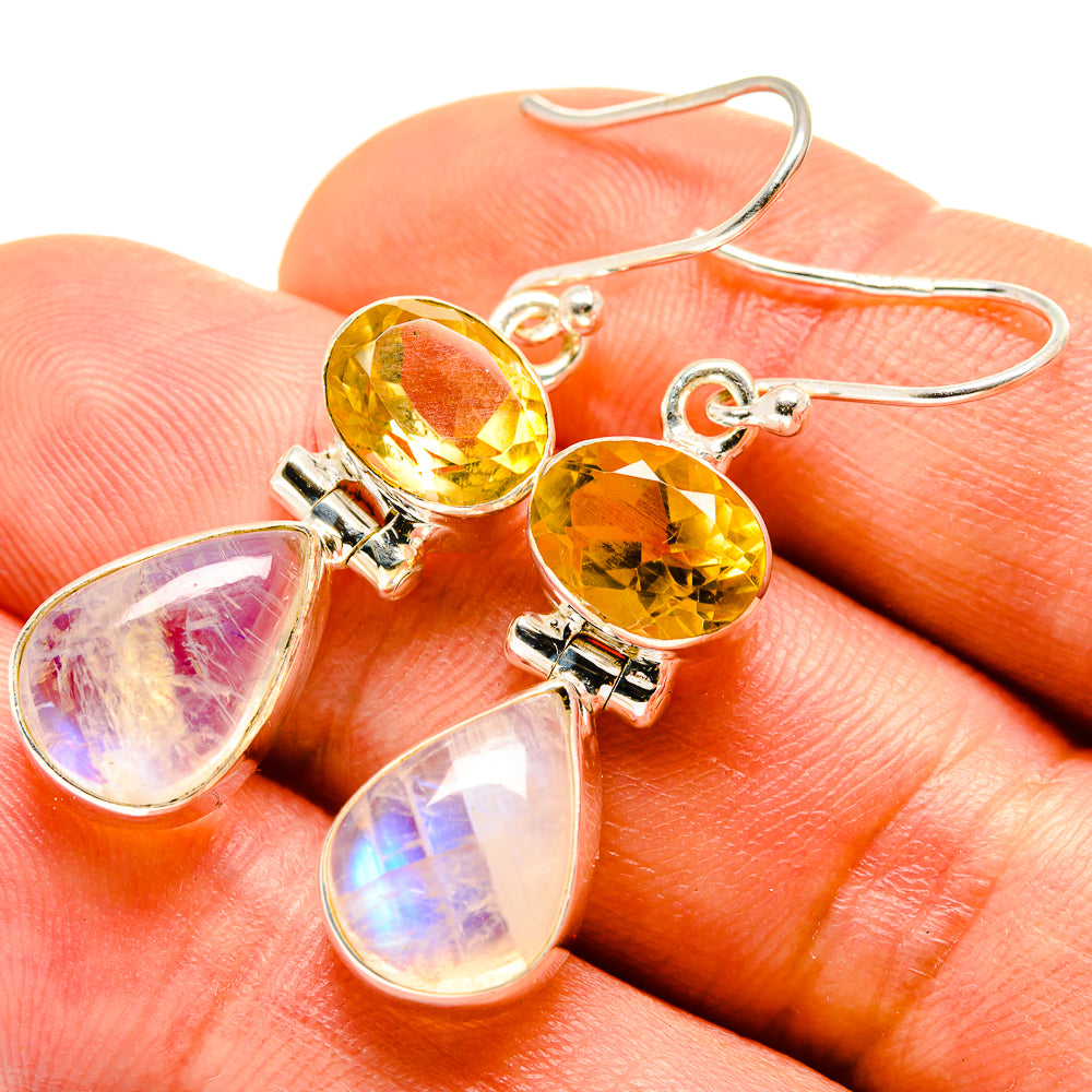 Rainbow Moonstone Earrings handcrafted by Anasilvercos - EARR413767