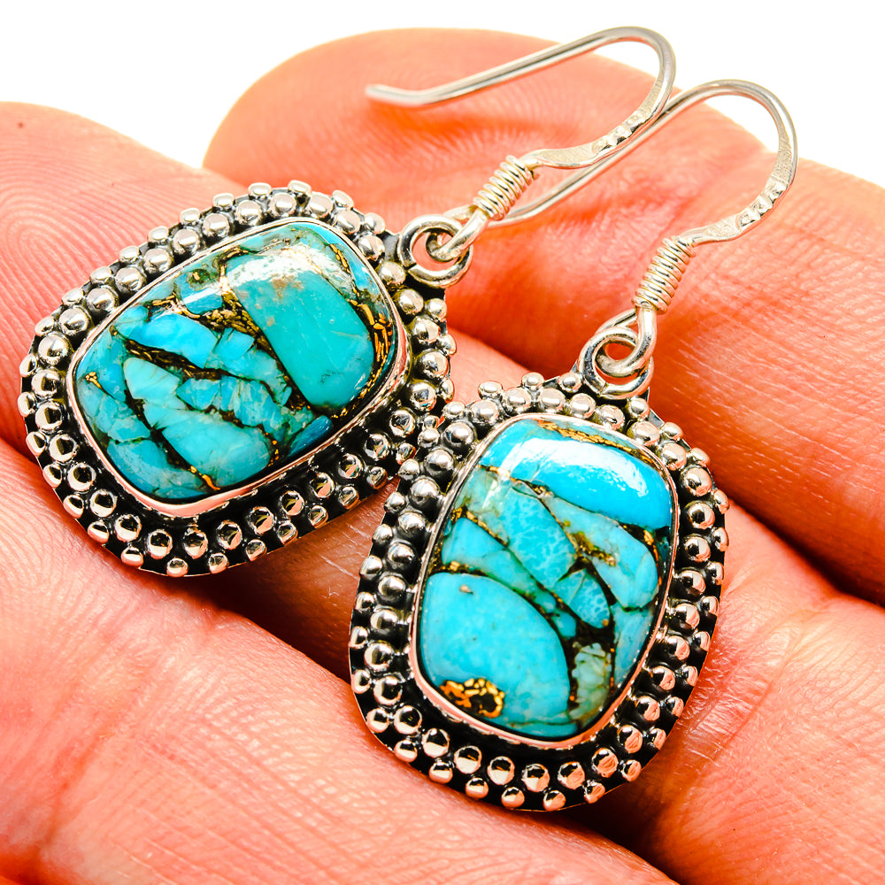 Blue Copper Composite Turquoise Earrings handcrafted by Anasilvercos - EARR413768