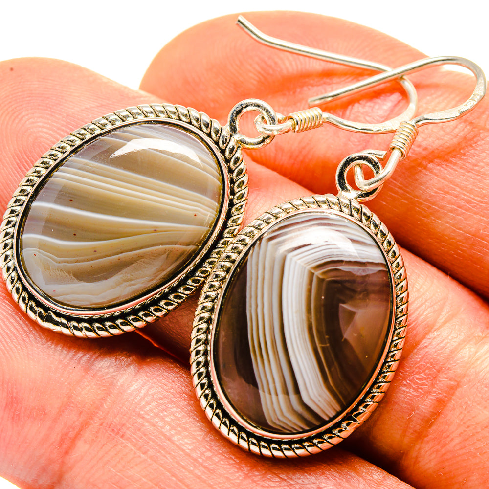 Botswana Agate Earrings handcrafted by Anasilvercos - EARR413771