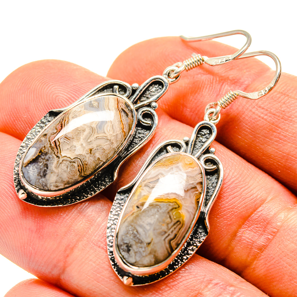 Laguna Lace Agate Earrings handcrafted by Anasilvercos - EARR413774