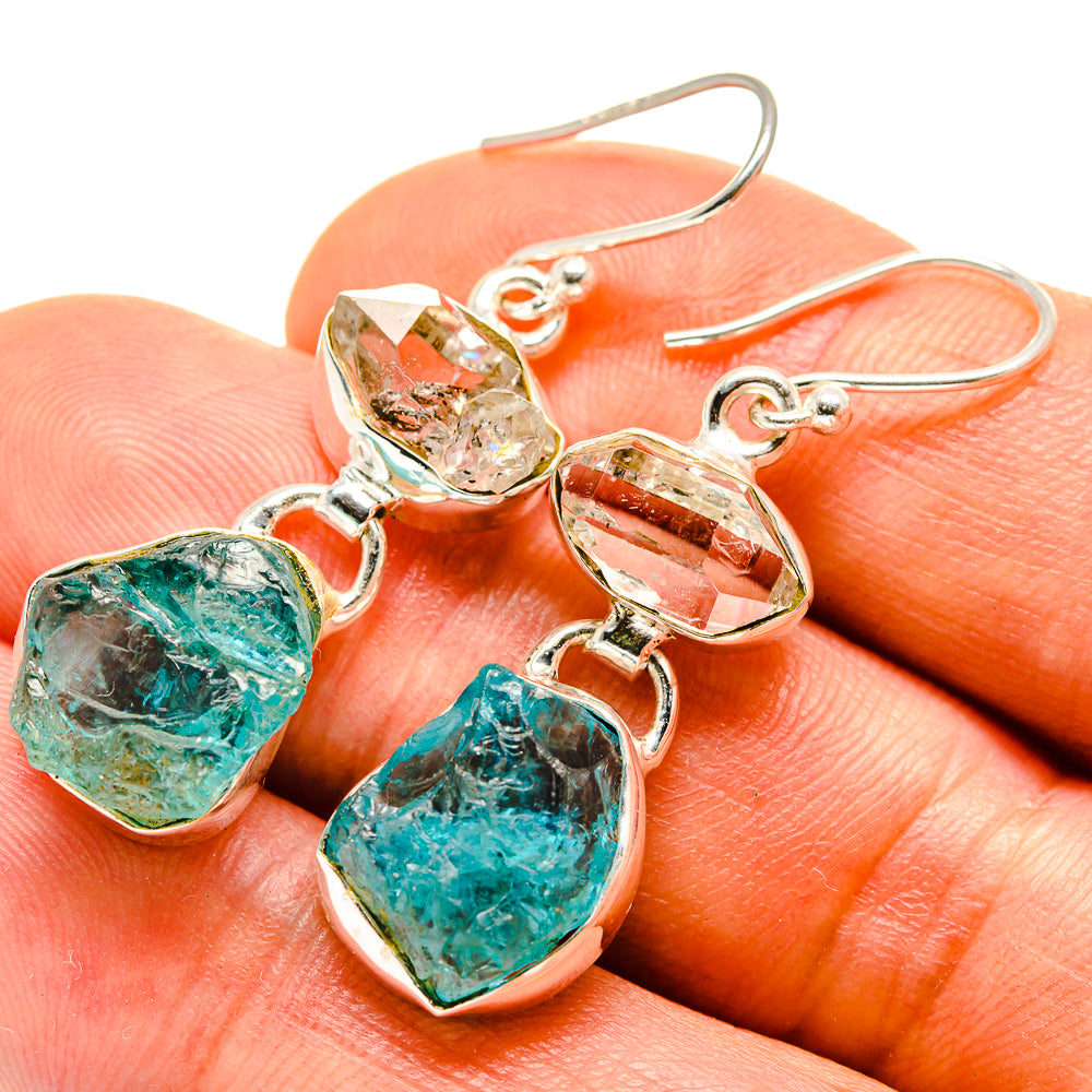 Blue Fluorite Earrings handcrafted by Anasilvercos - EARR413777