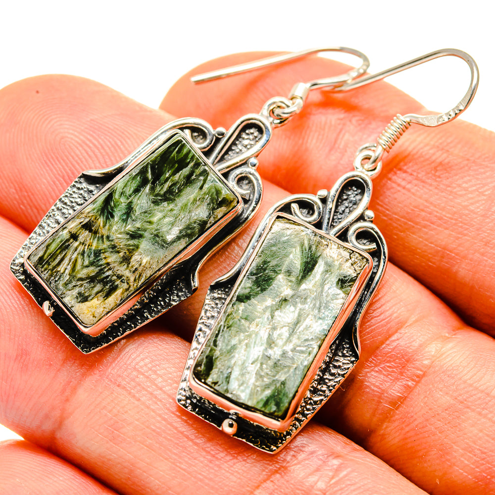 Seraphinite Earrings handcrafted by Anasilvercos - EARR413786