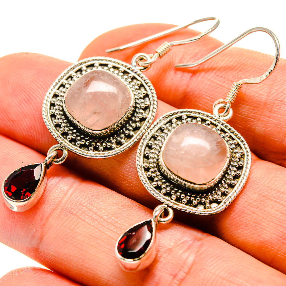 Rose Quartz Earrings handcrafted by Anasilvercos - EARR413796