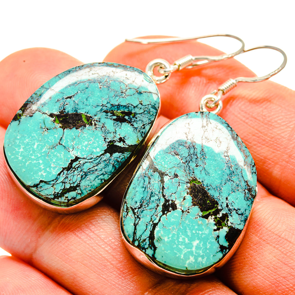 Tibetan Turquoise Earrings handcrafted by Anasilvercos - EARR413797