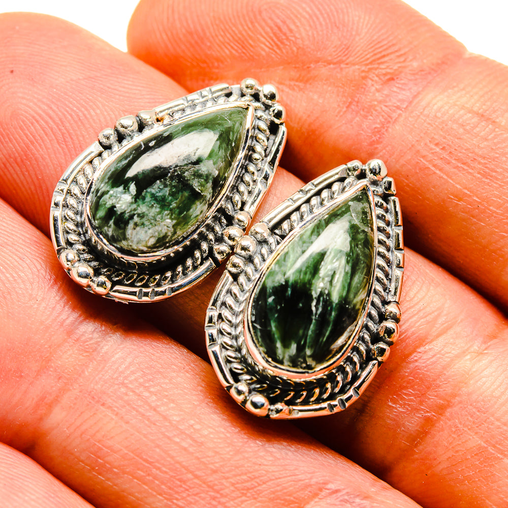 Seraphinite Earrings handcrafted by Anasilvercos - EARR413810