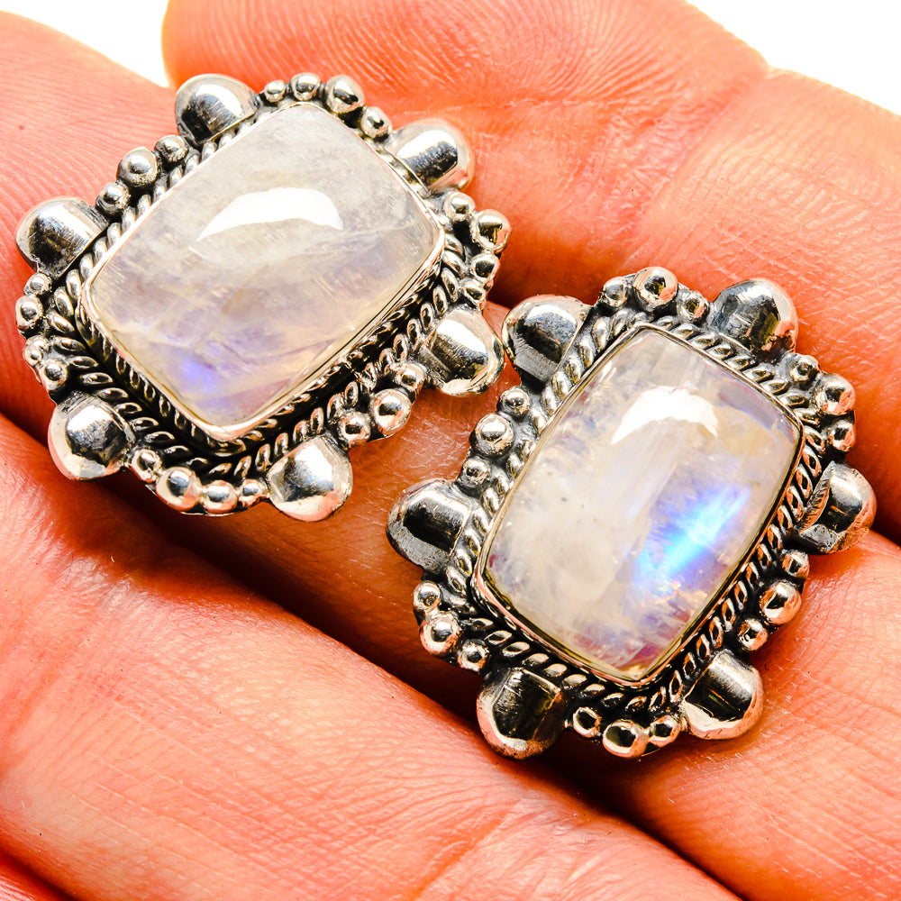 Rainbow Moonstone Earrings handcrafted by Anasilvercos - EARR413823