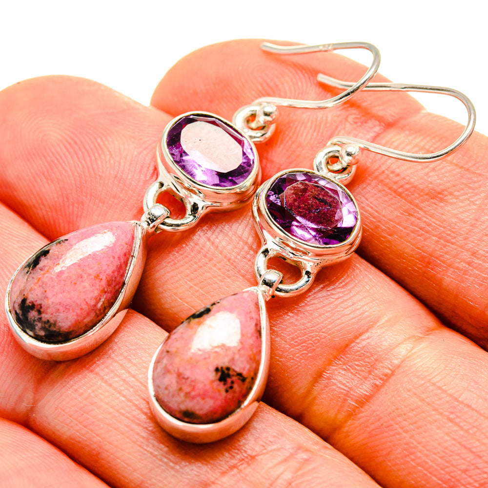 Rhodonite Earrings handcrafted by Anasilvercos - EARR413834