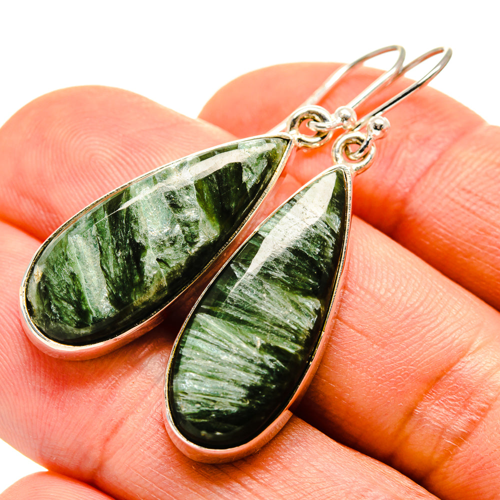 Seraphinite Earrings handcrafted by Anasilvercos - EARR413838
