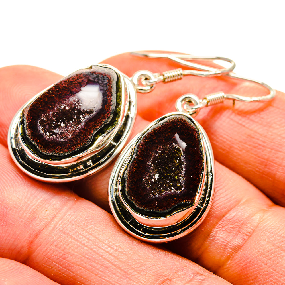 Red Geode Slice Earrings handcrafted by Anasilvercos - EARR413839
