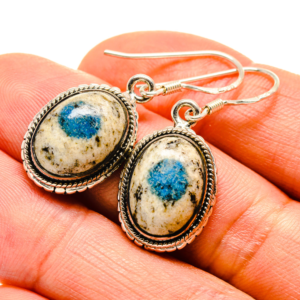 K2 Blue Azurite Earrings handcrafted by Anasilvercos - EARR413847
