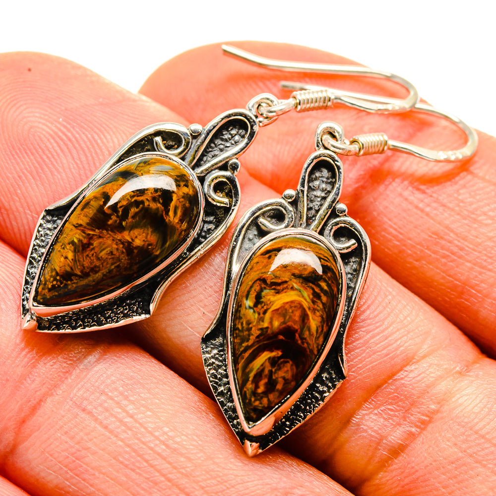 Golden Pietersite Earrings handcrafted by Anasilvercos - EARR413849