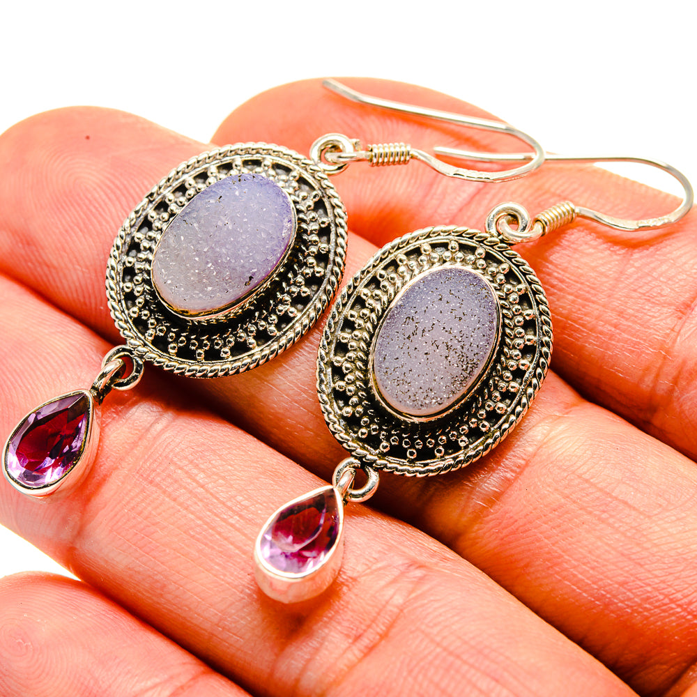 Pink Druzy Earrings handcrafted by Anasilvercos - EARR413850