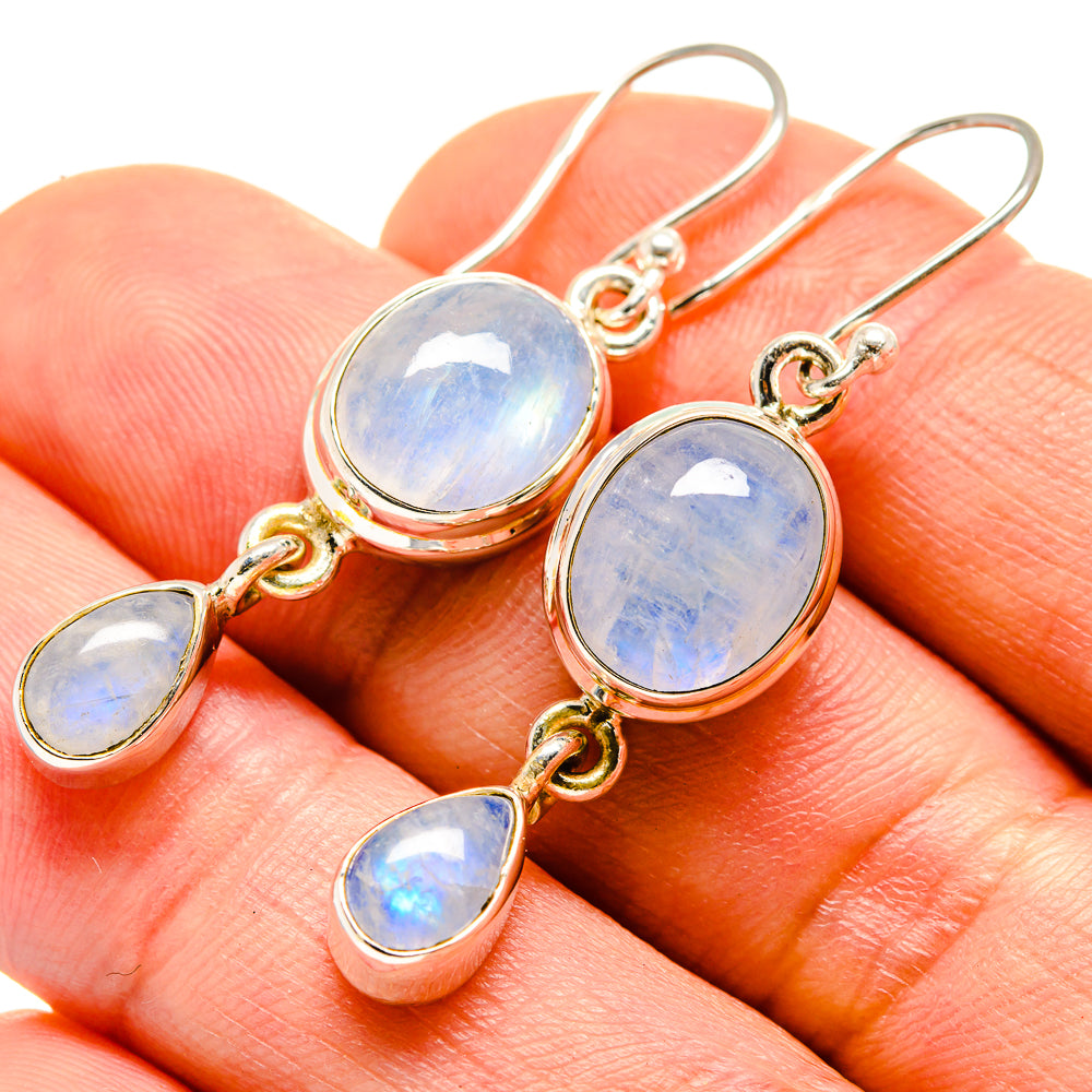 Rainbow Moonstone Earrings handcrafted by Anasilvercos - EARR413857