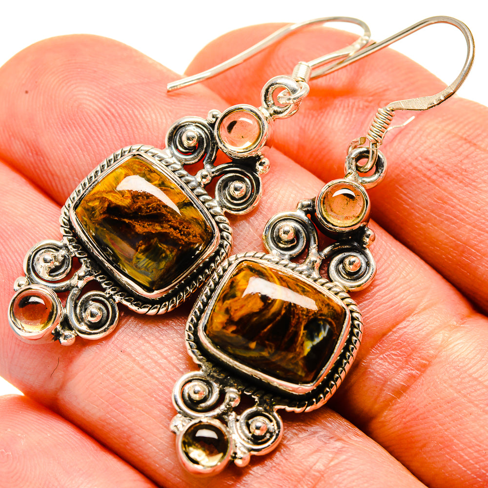 Golden Pietersite Earrings handcrafted by Anasilvercos - EARR413860