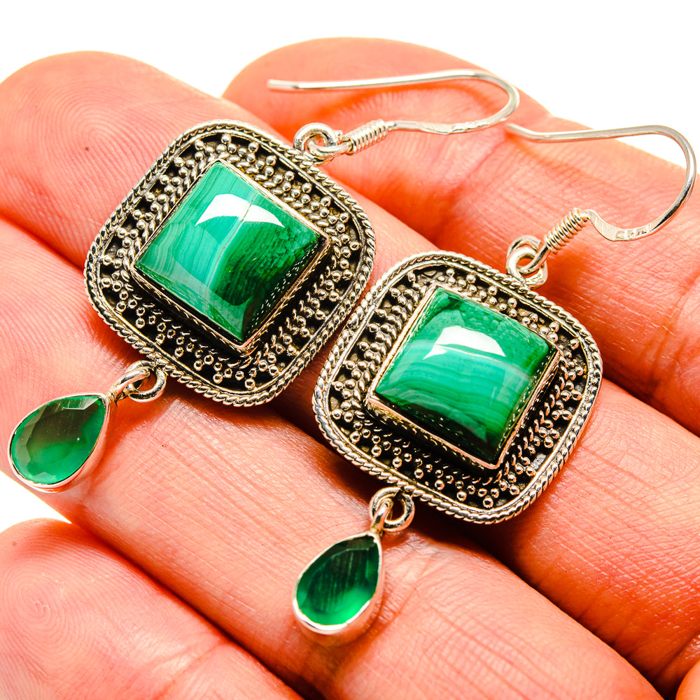Malachite Earrings handcrafted by Anasilvercos - EARR413861