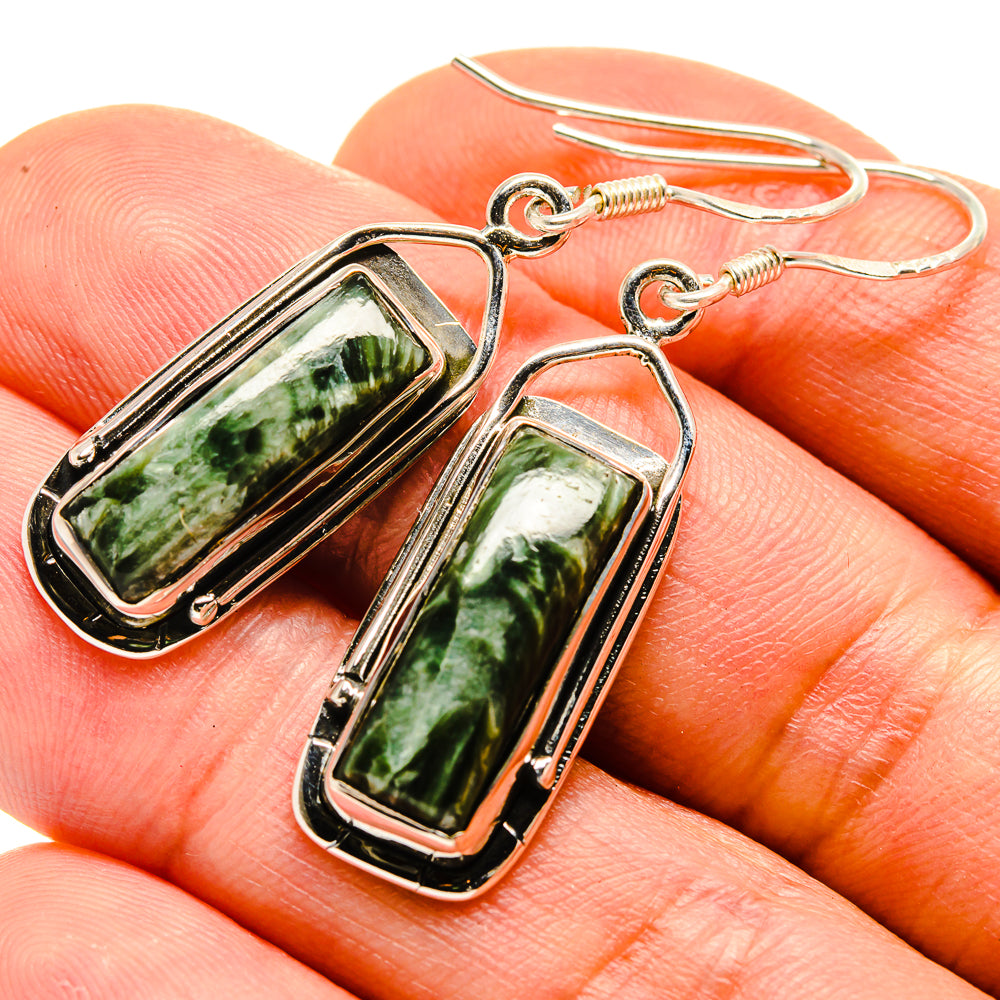 Seraphinite Earrings handcrafted by Anasilvercos - EARR413863