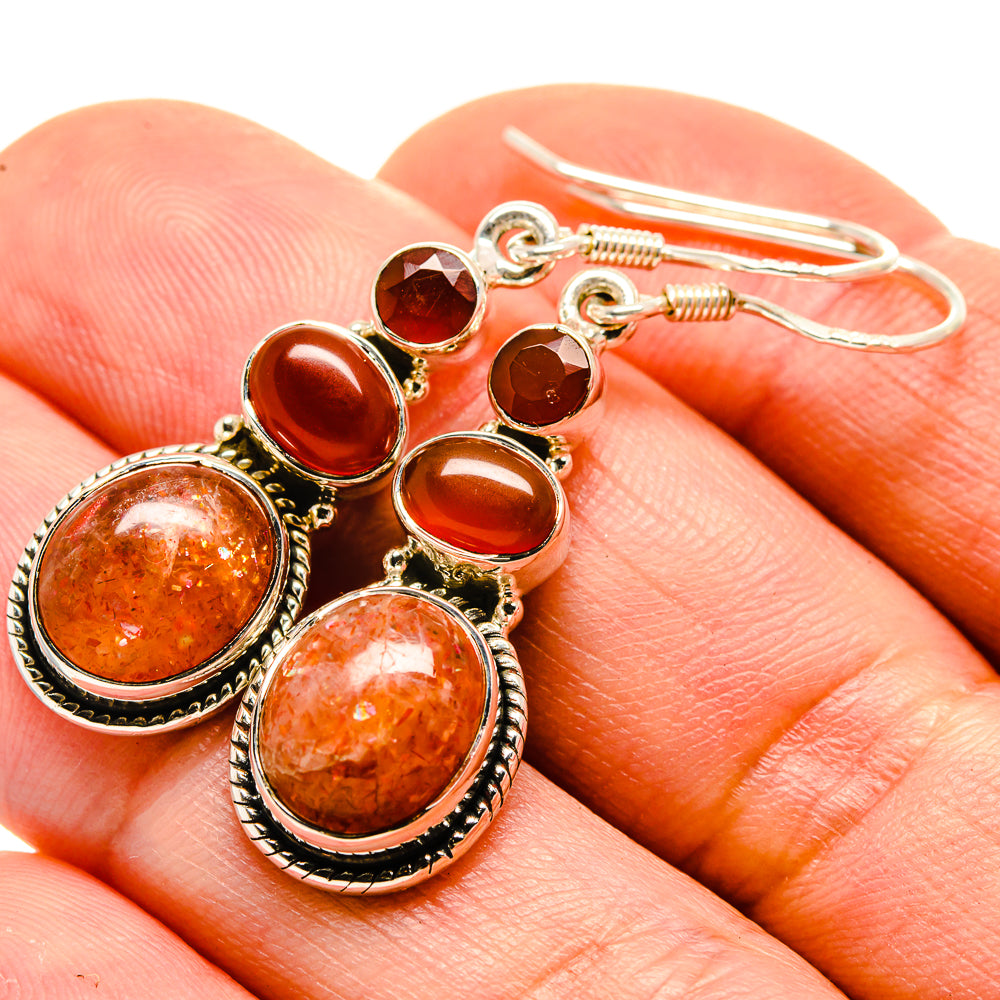 Sunstone Earrings handcrafted by Anasilvercos - EARR413873