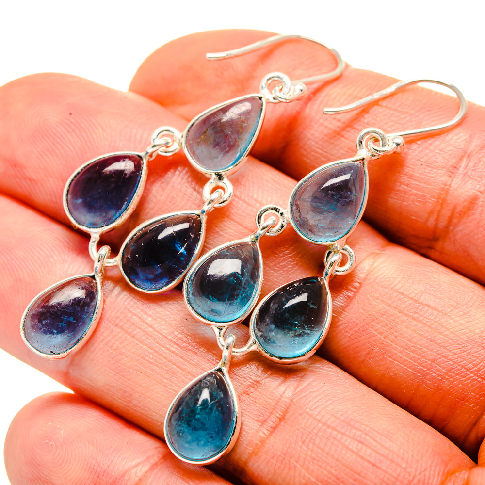 Blue Fluorite Earrings handcrafted by Anasilvercos - EARR413882