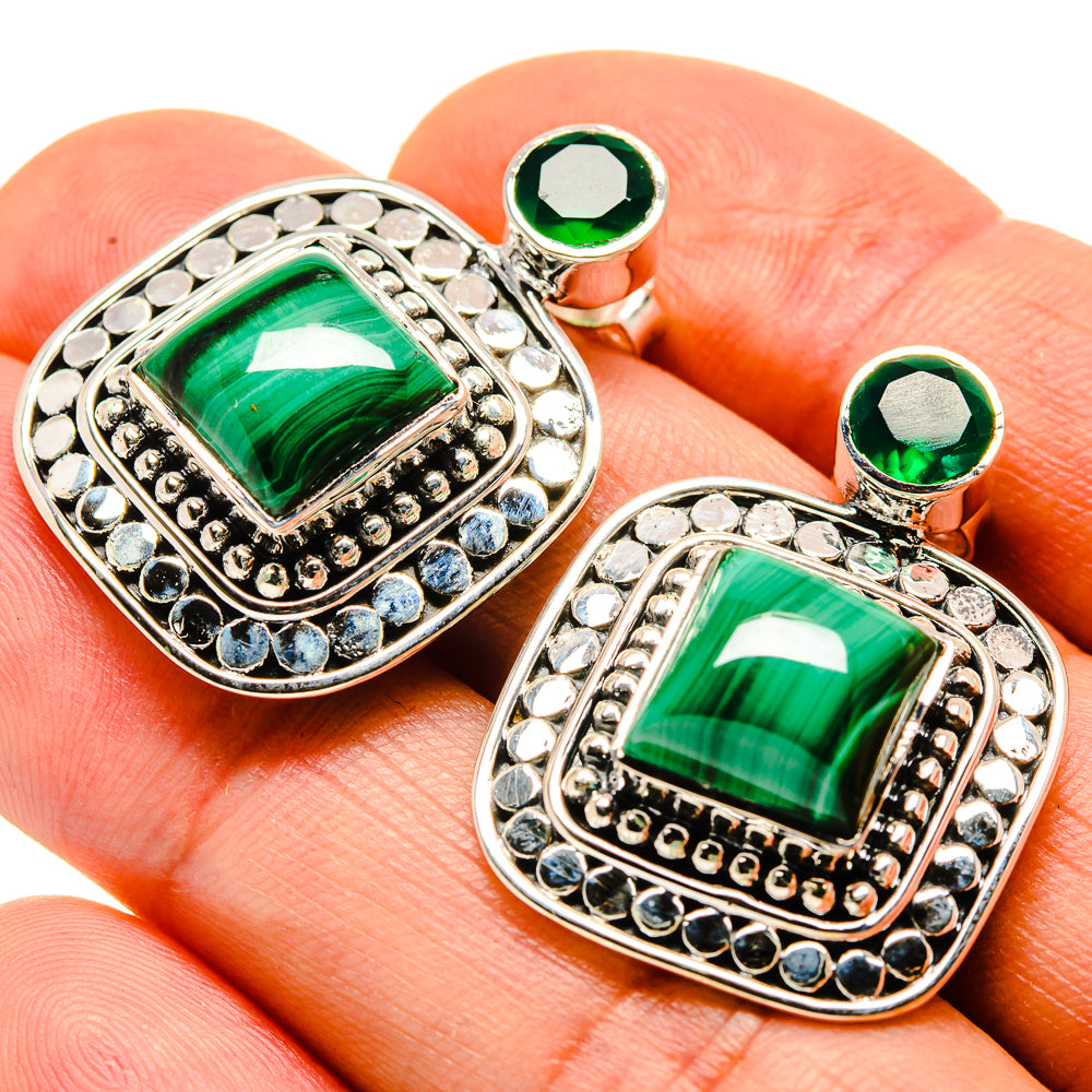 Malachite Earrings handcrafted by Anasilvercos - EARR413884