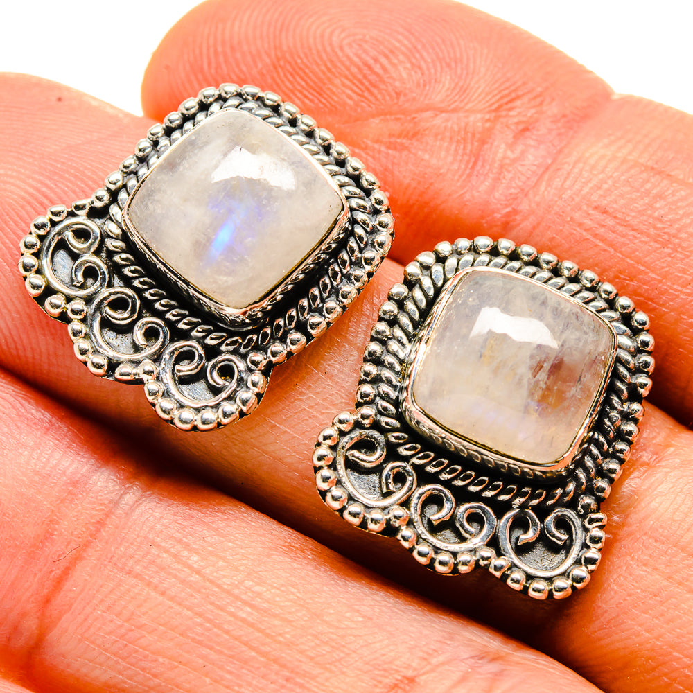 Rainbow Moonstone Earrings handcrafted by Anasilvercos - EARR413887