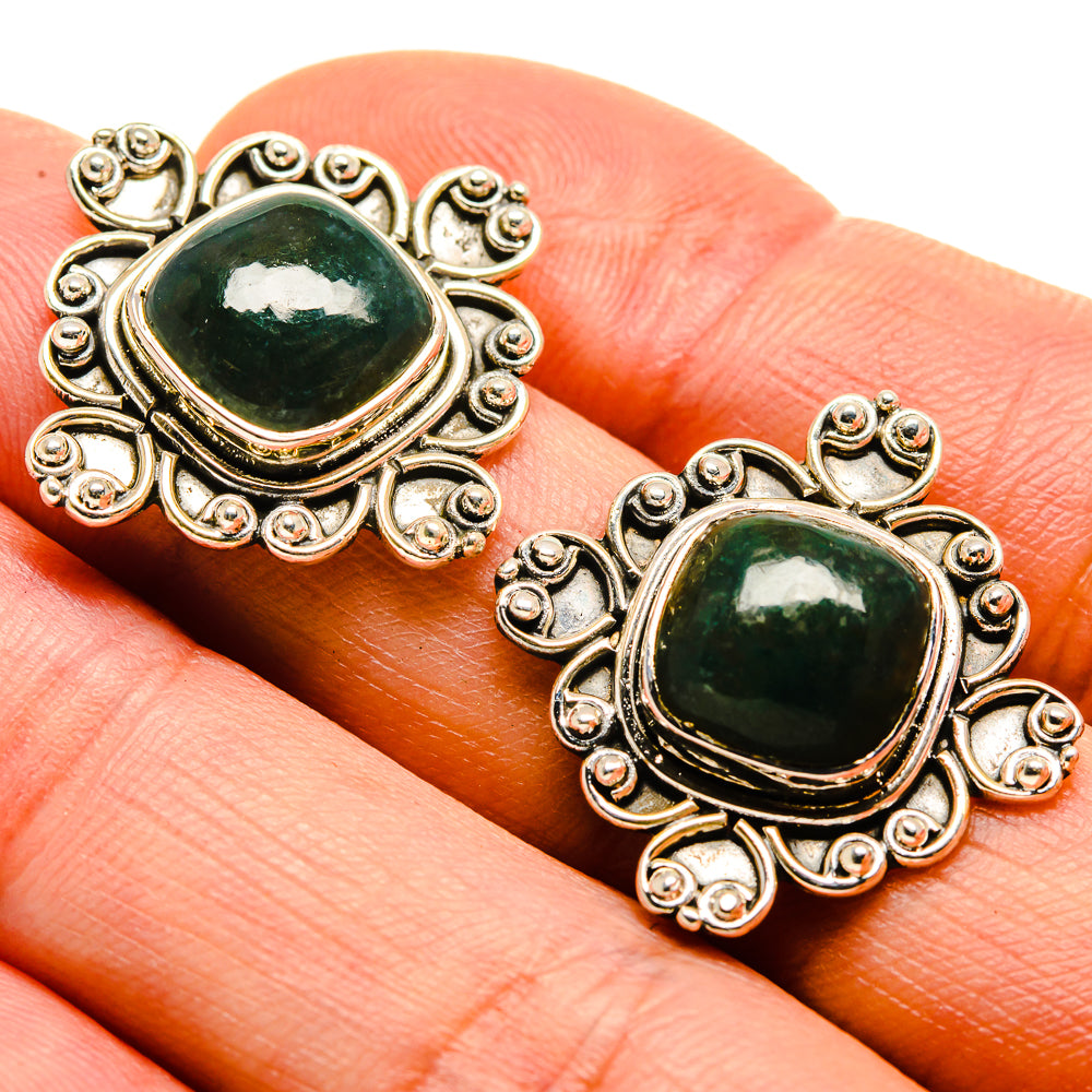 Green Moss Agate Earrings handcrafted by Anasilvercos - EARR413896