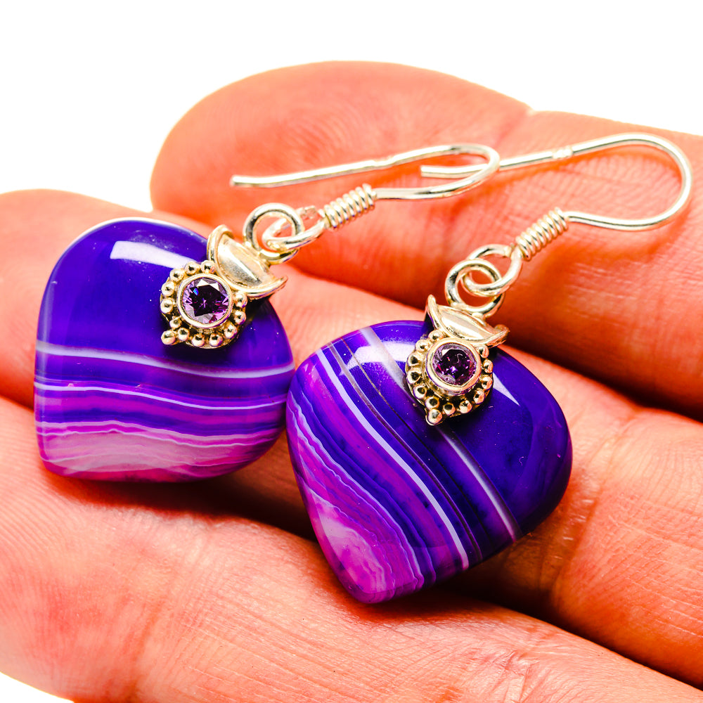 Purple Botswana Agate Earrings handcrafted by Anasilvercos - EARR413907