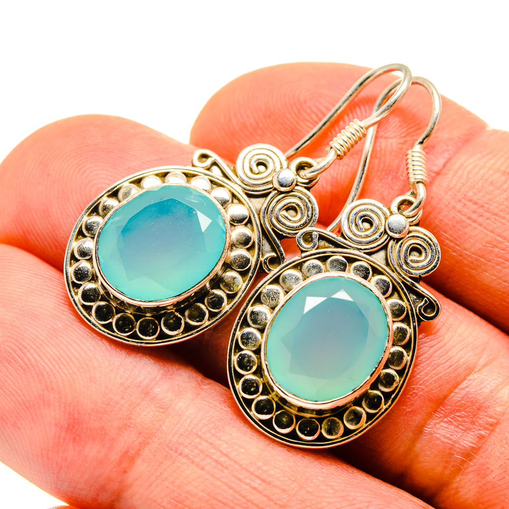 Aqua Chalcedony Earrings handcrafted by Anasilvercos - EARR413908