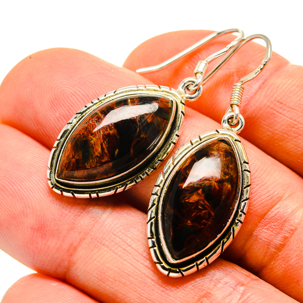 Golden Pietersite Earrings handcrafted by Anasilvercos - EARR413926