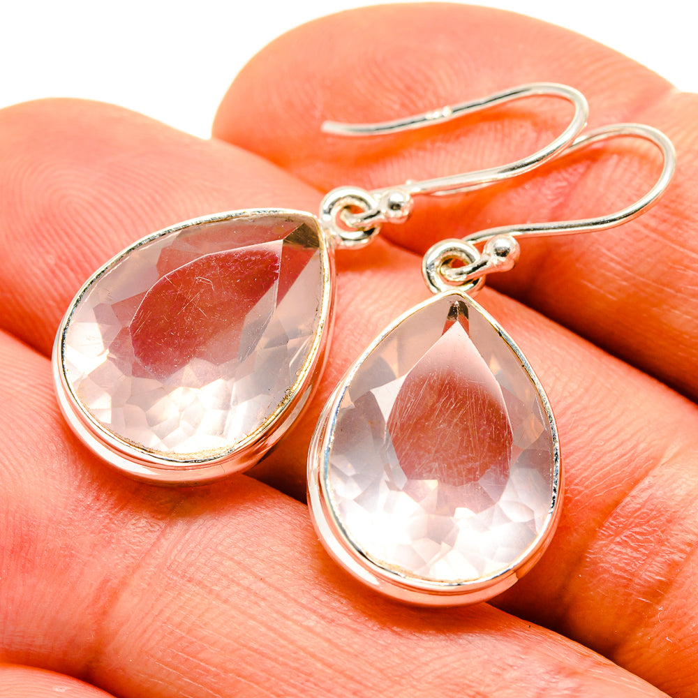 Rose Quartz Earrings handcrafted by Anasilvercos - EARR413932