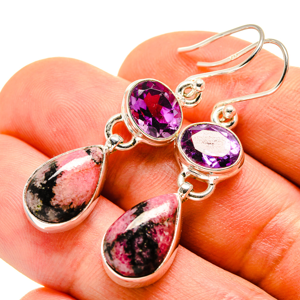 Rhodonite Earrings handcrafted by Anasilvercos - EARR413933