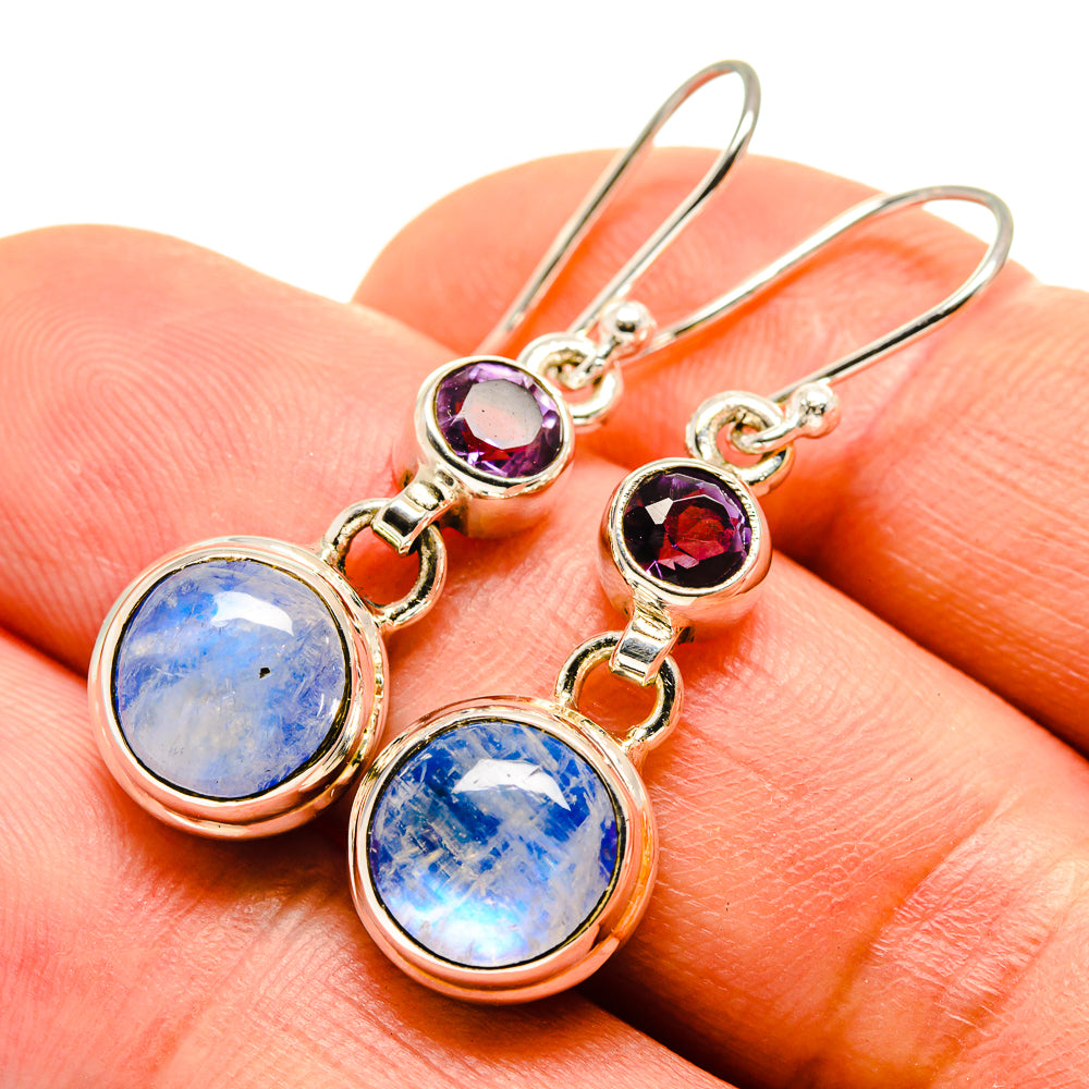 Rainbow Moonstone Earrings handcrafted by Anasilvercos - EARR413935