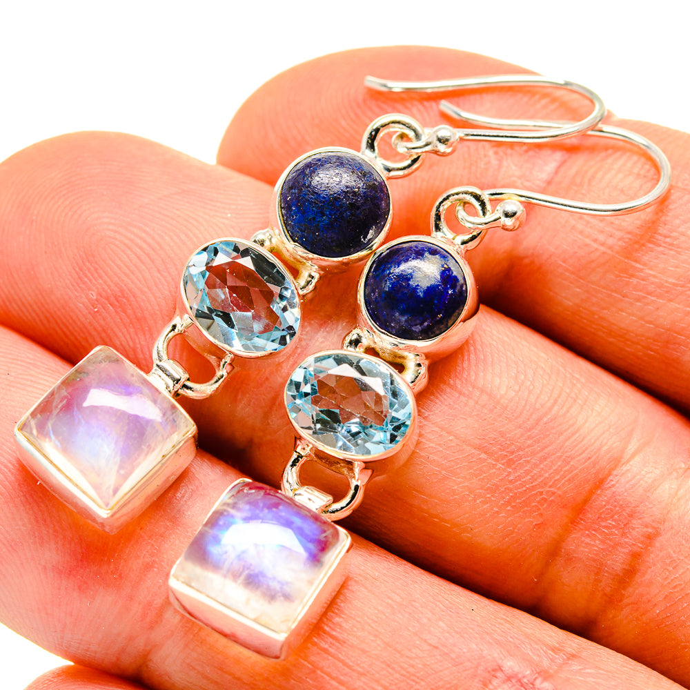 Rainbow Moonstone Earrings handcrafted by Anasilvercos - EARR413943