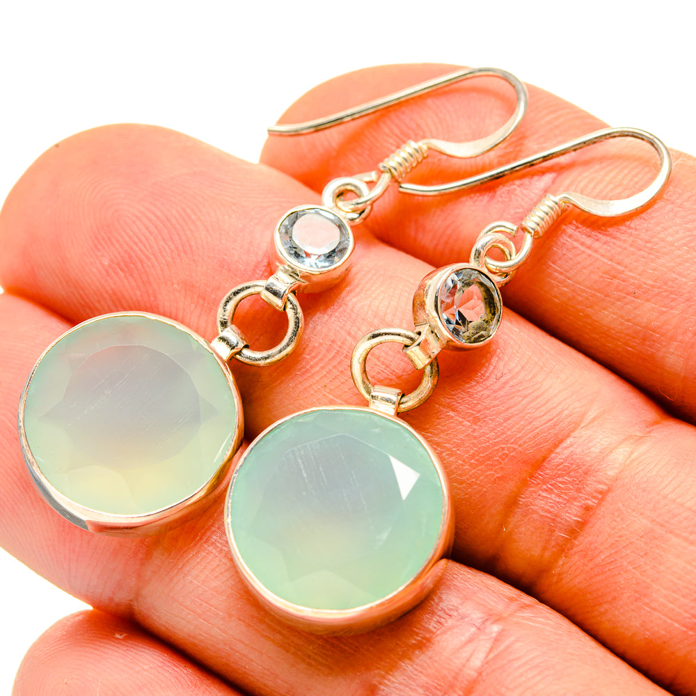 Aqua Chalcedony Earrings handcrafted by Anasilvercos - EARR413946