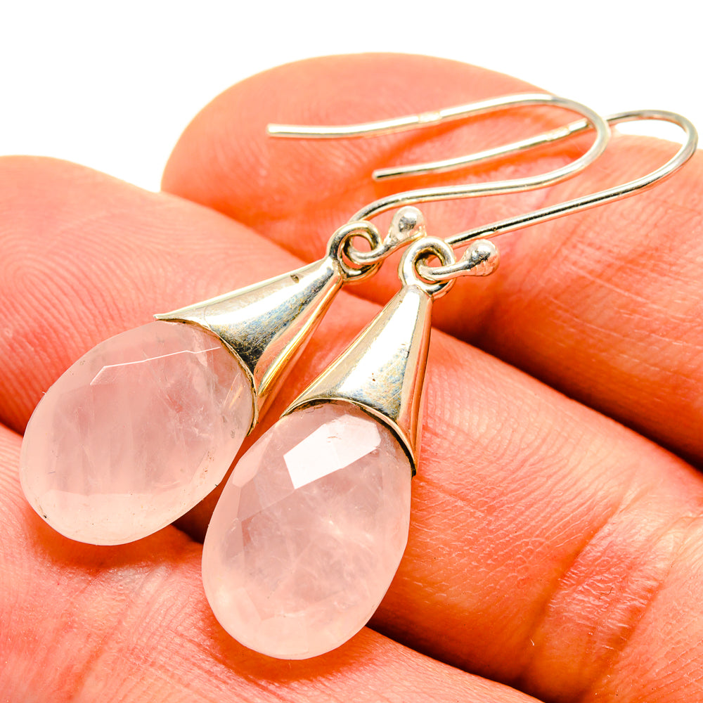 Rose Quartz Earrings handcrafted by Anasilvercos - EARR413948