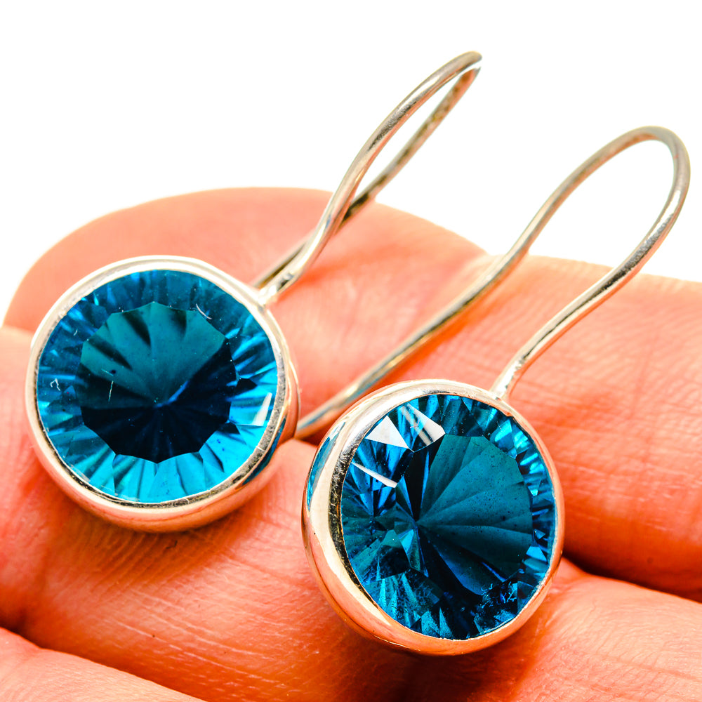 Blue Quartz Earrings handcrafted by Anasilvercos - EARR413955