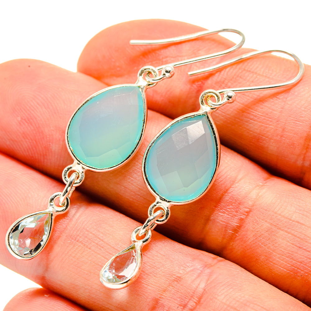 Aqua Chalcedony Earrings handcrafted by Anasilvercos - EARR413960