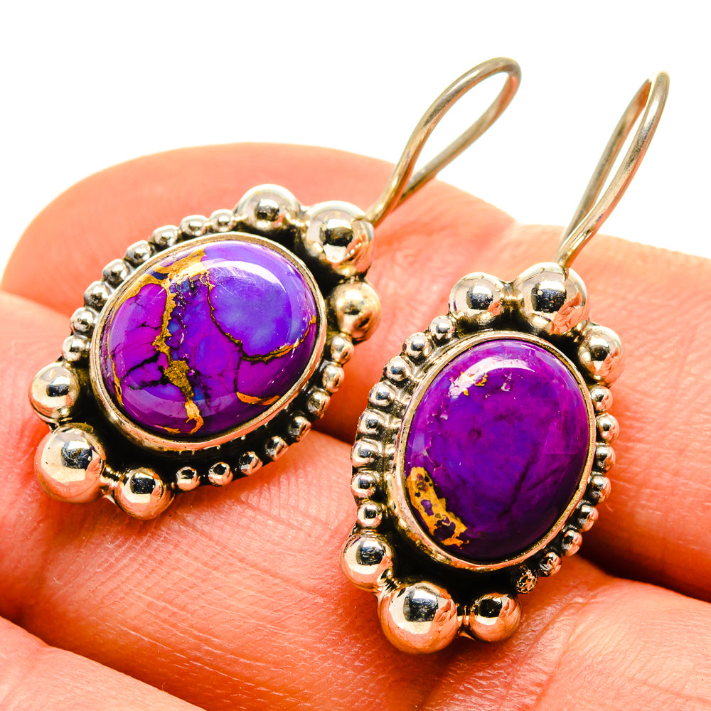 Purple Copper Composite Turquoise Earrings handcrafted by Anasilvercos - EARR413964