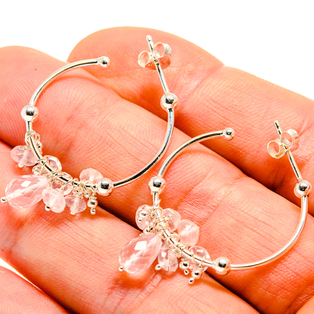 Rose Quartz Earrings handcrafted by Anasilvercos - EARR413974