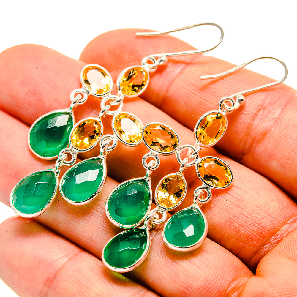 Green Onyx Earrings handcrafted by Anasilvercos - EARR413983