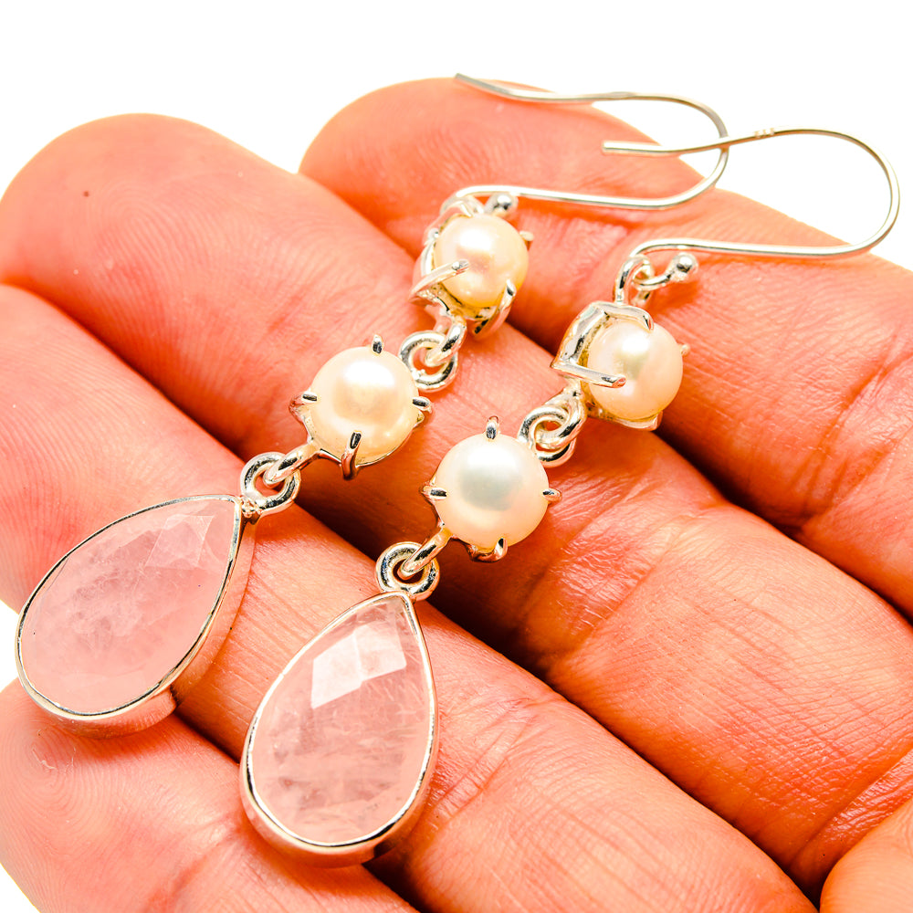 Rose Quartz Earrings handcrafted by Anasilvercos - EARR413984