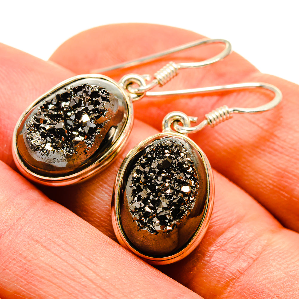 Hematite Druzy Earrings handcrafted by Anasilvercos - EARR413993