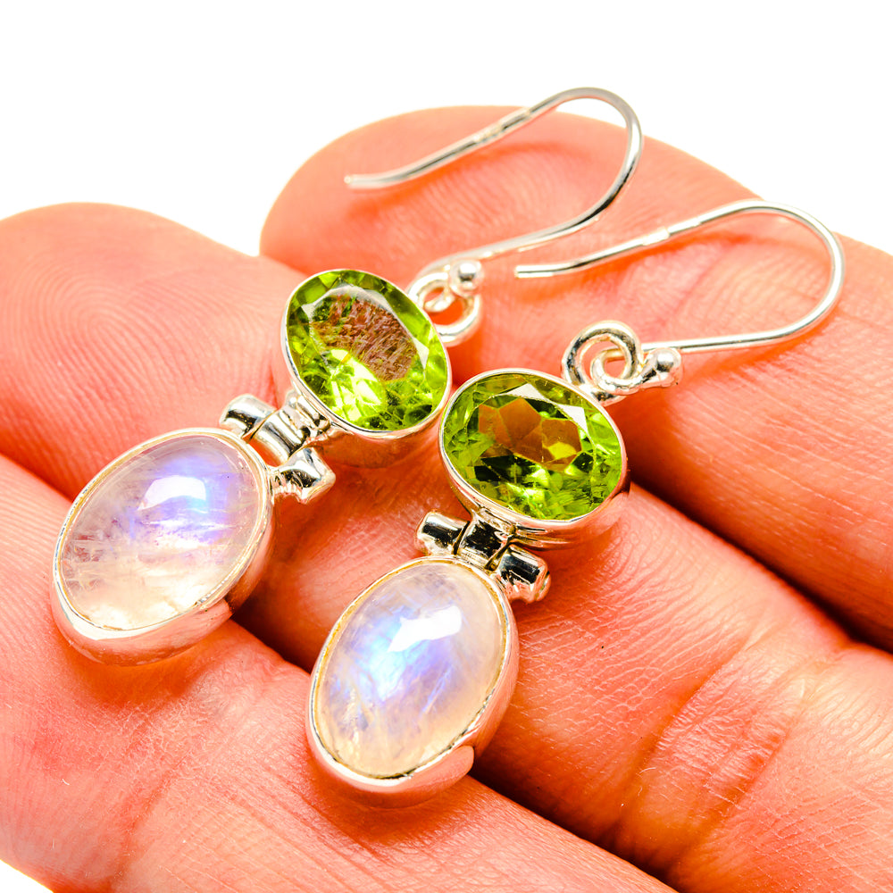 Rainbow Moonstone Earrings handcrafted by Anasilvercos - EARR414001