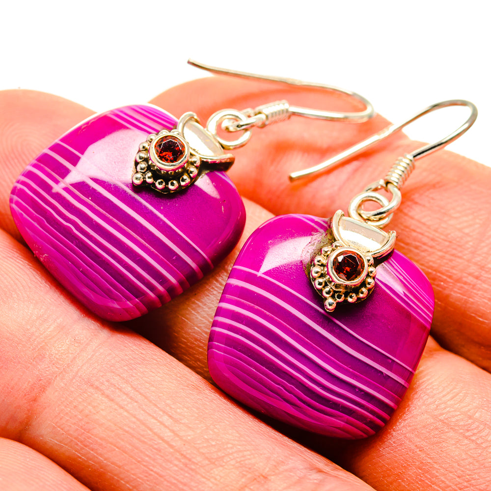 Pink Botswana Agate Earrings handcrafted by Anasilvercos - EARR414006