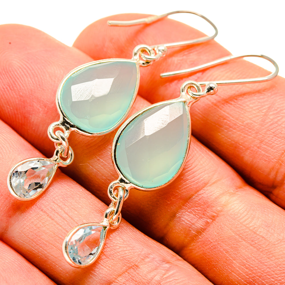 Aqua Chalcedony Earrings handcrafted by Anasilvercos - EARR414008